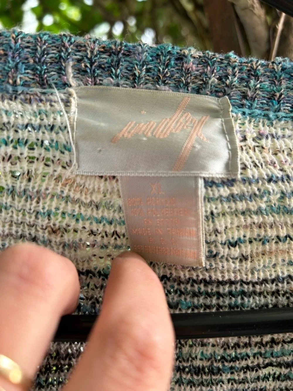 Cozy Diamond Pattern Button-Up Cardigan in Teal & Cream - Picture 2 of 4